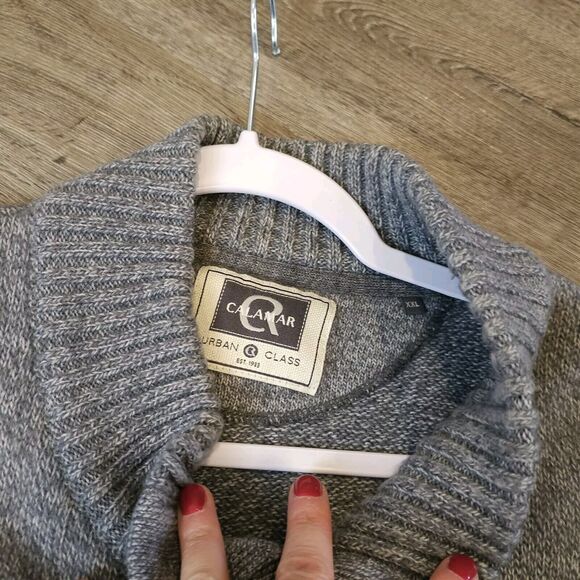 Men's XXL Sweater Wool Acrylic Blend CALAMAR Urban Class Pullover Grey Mockneck - Picture 2 of 7